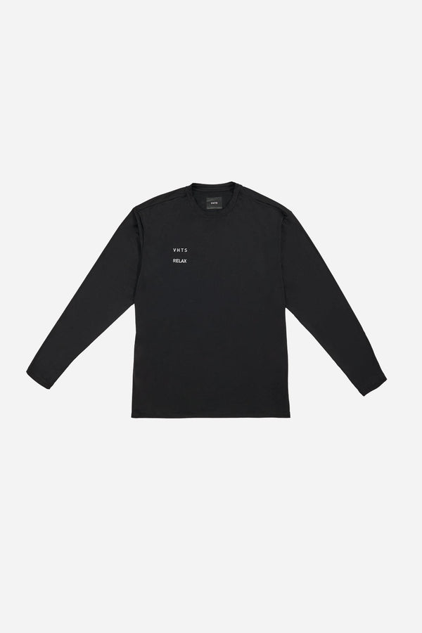Collection "VHTS RELAX" - Relaxed fit long sleeve rash guard/ Sports T shirts BLACK